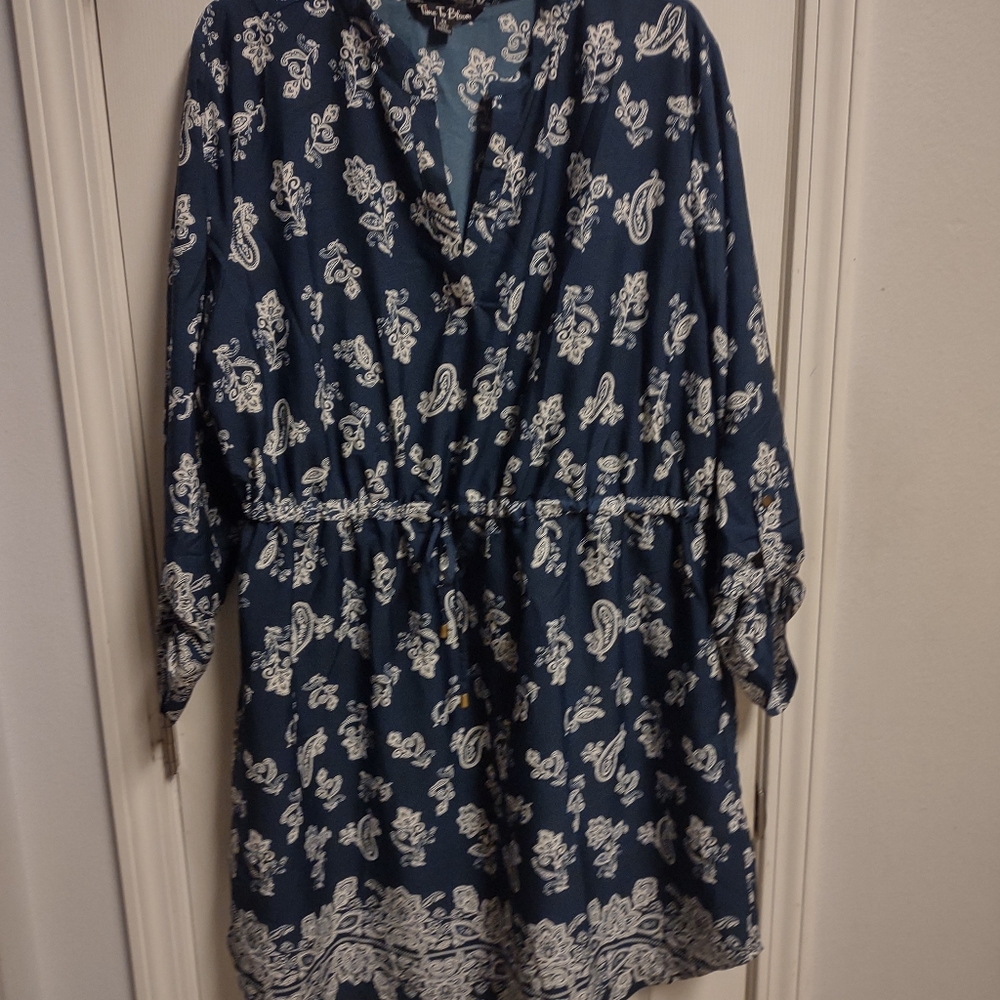 Time to Bloom 3x  Blue Whit Paisley Print Dress